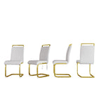PU Leather High Back Upholstered Dining Chair w/ Metal Legs (Set of 4)
