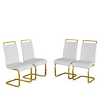 PU Leather High Back Upholstered Dining Chair w/ Metal Legs (Set of 4)