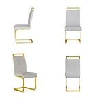 PU Leather High Back Upholstered Dining Chair w/ Metal Legs (Set of 4)