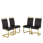 PU Leather High Back Upholstered Dining Chair w/ Metal Legs (Set of 4)