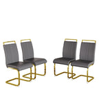 PU Leather High Back Upholstered Dining Chair w/ Metal Legs (Set of 4)