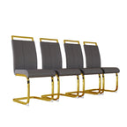 PU Leather High Back Upholstered Dining Chair w/ Metal Legs (Set of 4)