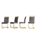 PU Leather High Back Upholstered Dining Chair w/ Metal Legs (Set of 4)