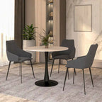Bristol 32 Round Minimalist Dining Table for 4, Sintered Stone Top & Black Iron Pedestal Base for Kitchen & Dining Room