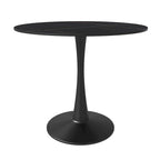 Bristol 32 Round Minimalist Dining Table for 4, Sintered Stone Top & Black Iron Pedestal Base for Kitchen & Dining Room