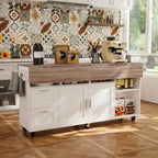 Rolling Kitchen Island Cart with Flip-Top Table, 2 Drawers, 2 Cabinets, and Towel Rack Buffet Sidboard