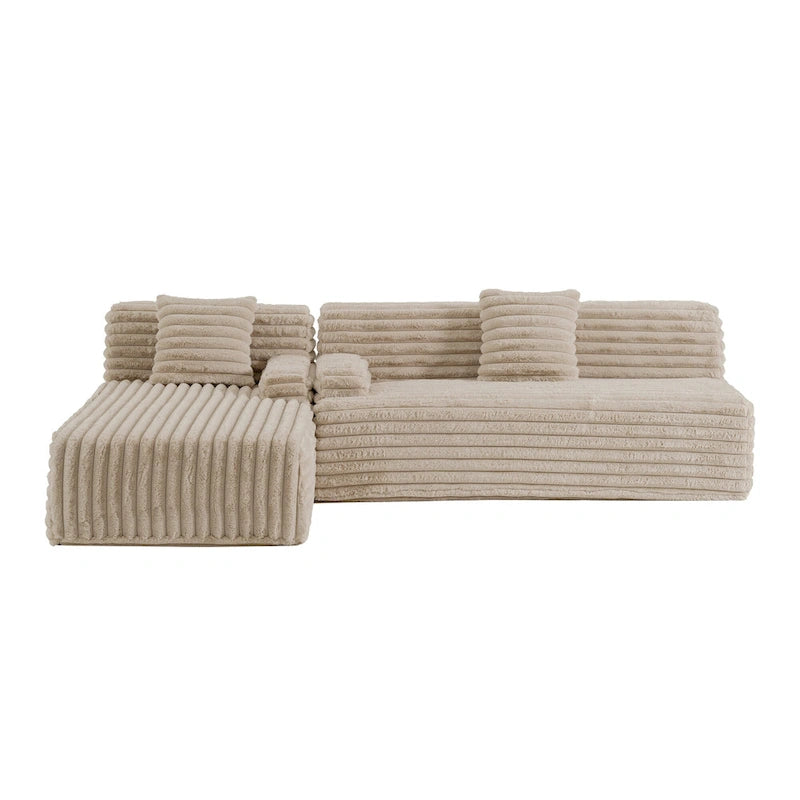 Cloud Sectional Sofa, Modern Upholstered Couch with 2 Throw Pillows, Free-Combined Sofa, Modular Sectional L Shaped Couch