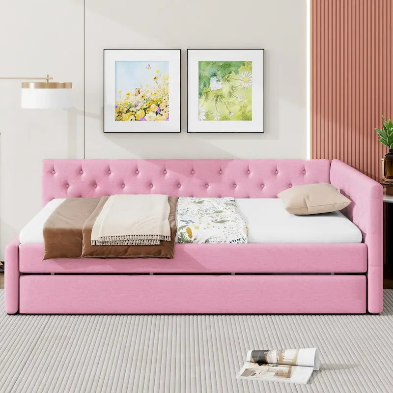 Full XL Solid Wood Platform Bed with Twin XL Trundle, Pine Frame