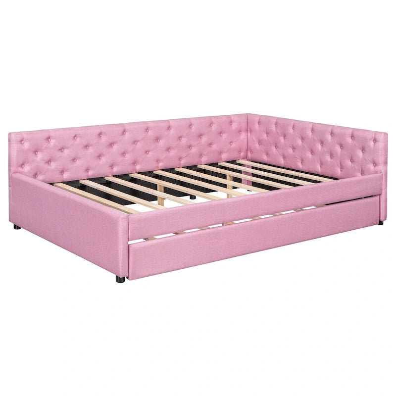 Full XL Solid Wood Platform Bed with Twin XL Trundle, Pine Frame