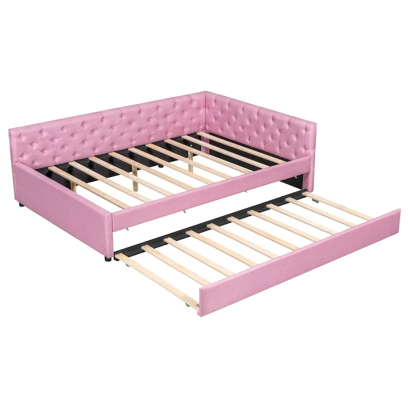 Full XL Solid Wood Platform Bed with Twin XL Trundle, Pine Frame