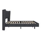 Queen Velvet Floating Platform Bed with LED Lights & 6 Storage
