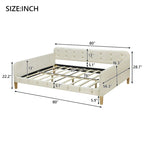 Upholstered Daybed w4 Support Legs, Button Tufting Loveseat Sofa Bed