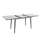 Modern Minimalist Dining Table with Extendable Marble Patterned Matte Legs for Kitchen Living Room or Gatherings