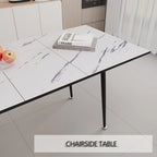 Modern Minimalist Dining Table with Extendable Marble Patterned Matte Legs for Kitchen Living Room or Gatherings