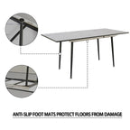Modern Minimalist Dining Table with Extendable Marble Patterned Matte Legs for Kitchen Living Room or Gatherings