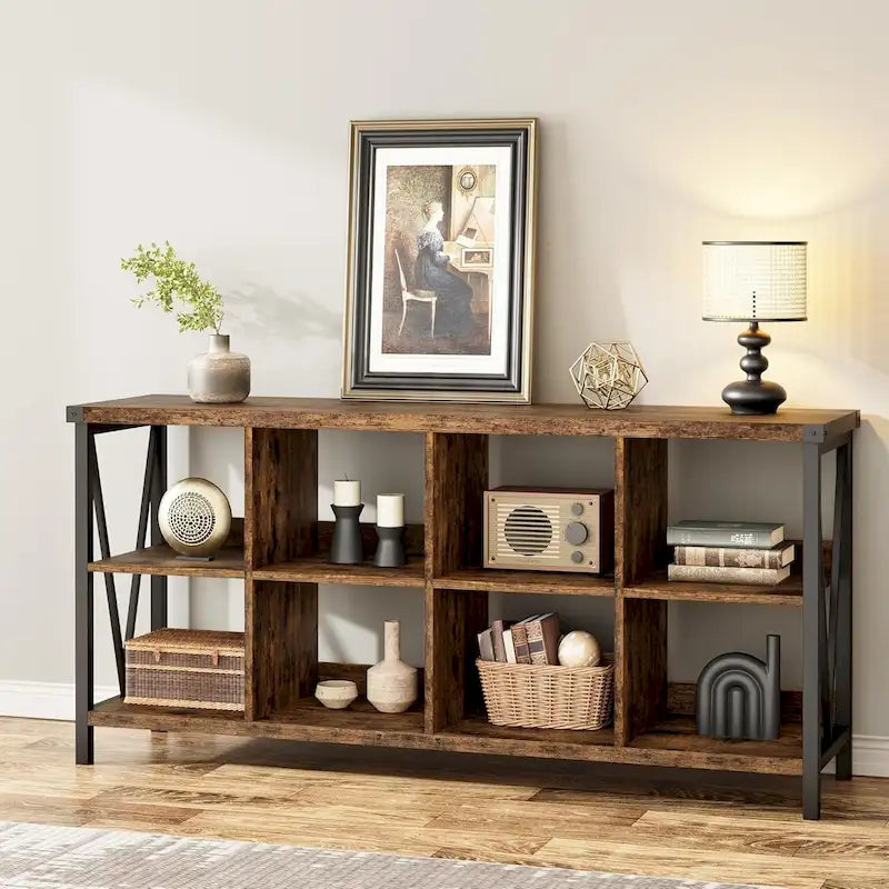 8 Cube Storage Organizer Bookcases, 3 Tier Metal Horizontal Bookcase