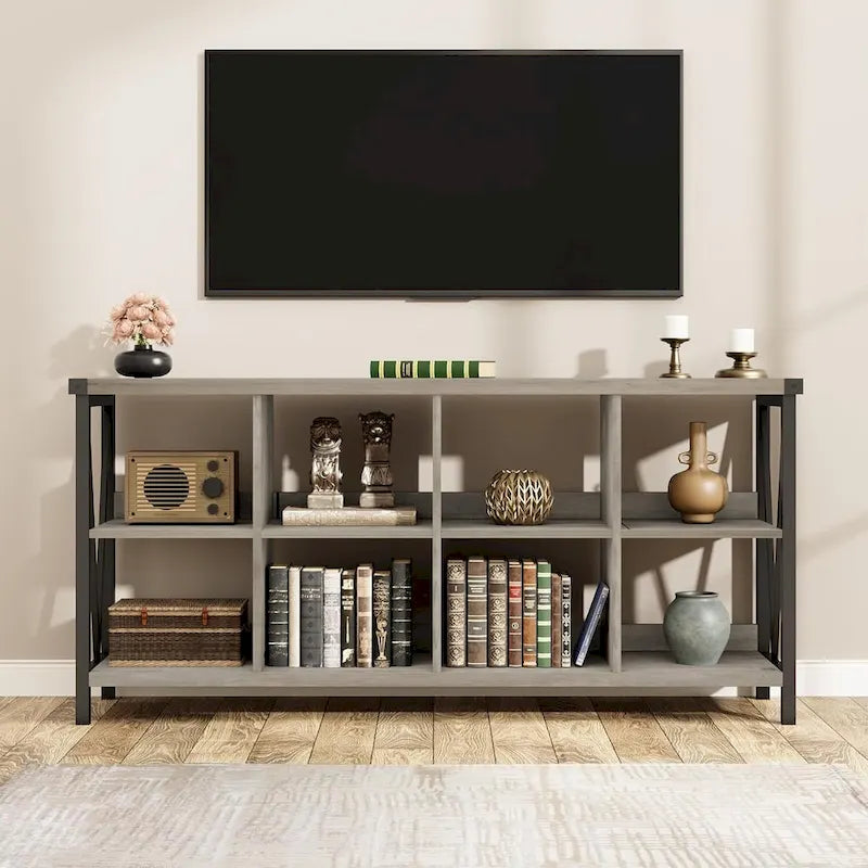 8 Cube Storage Organizer Bookcases, 3 Tier Metal Horizontal Bookcase