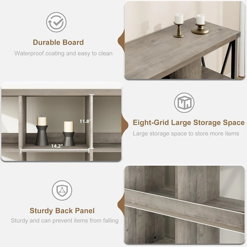 8 Cube Storage Organizer Bookcases, 3 Tier Metal Horizontal Bookcase