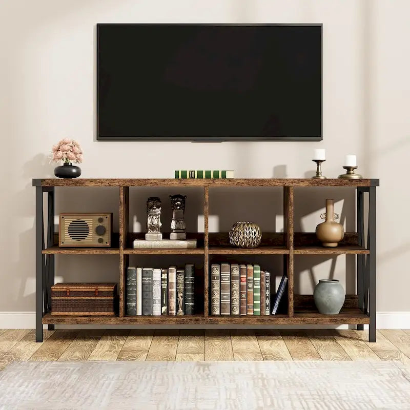 8 Cube Storage Organizer Bookcases, 3 Tier Metal Horizontal Bookcase