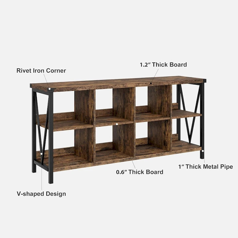 8 Cube Storage Organizer Bookcases, 3 Tier Metal Horizontal Bookcase