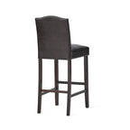 Modern Set of 2 Bar Stools with Leather Cushioned Backrests, Nailhead Trim, Solid Wood Legs for Dining Room Living Room Bar