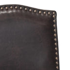 Modern Set of 2 Bar Stools with Leather Cushioned Backrests, Nailhead Trim, Solid Wood Legs for Dining Room Living Room Bar