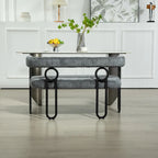 House Hold Modern Loveseat 2 Seater Sofa Chenille Fabric Couch With Arms And Metal Legs For Living Room