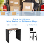 Costway 5-Piece Patio PE Wicker Bar Set Outdoor Acacia Wood Dining - See Details