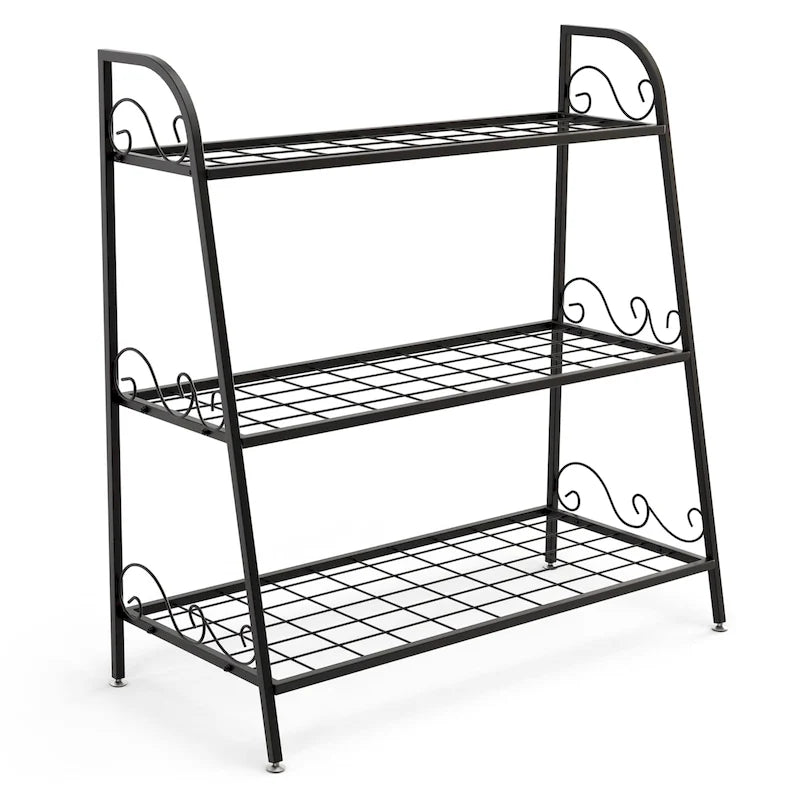 Costway 3-tier Metal Plant Stand Shelf Flower Pot Holder Display Rack
