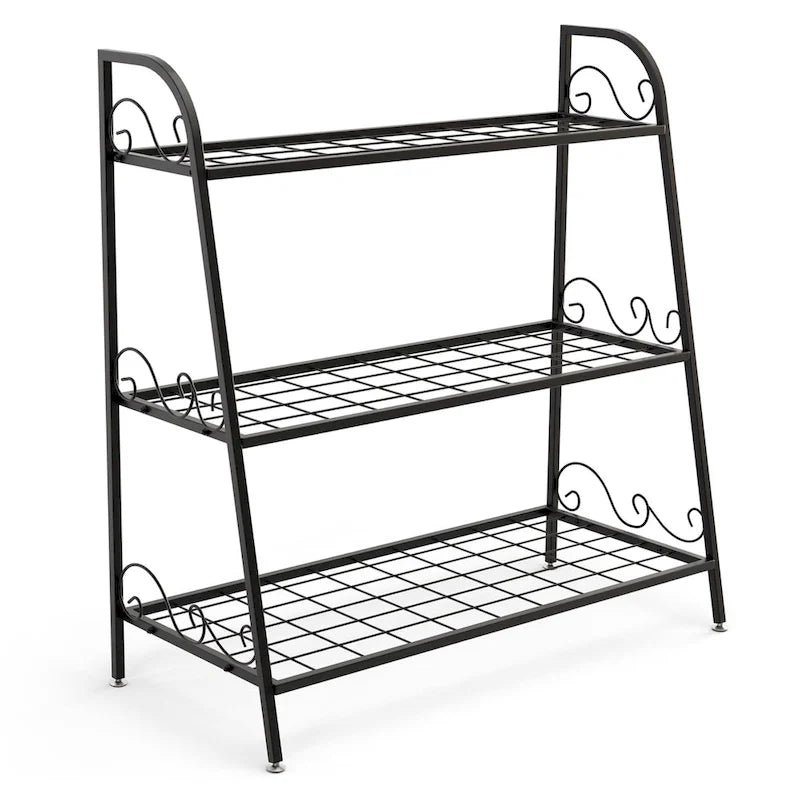 Costway 3-tier Metal Plant Stand Shelf Flower Pot Holder Display Rack