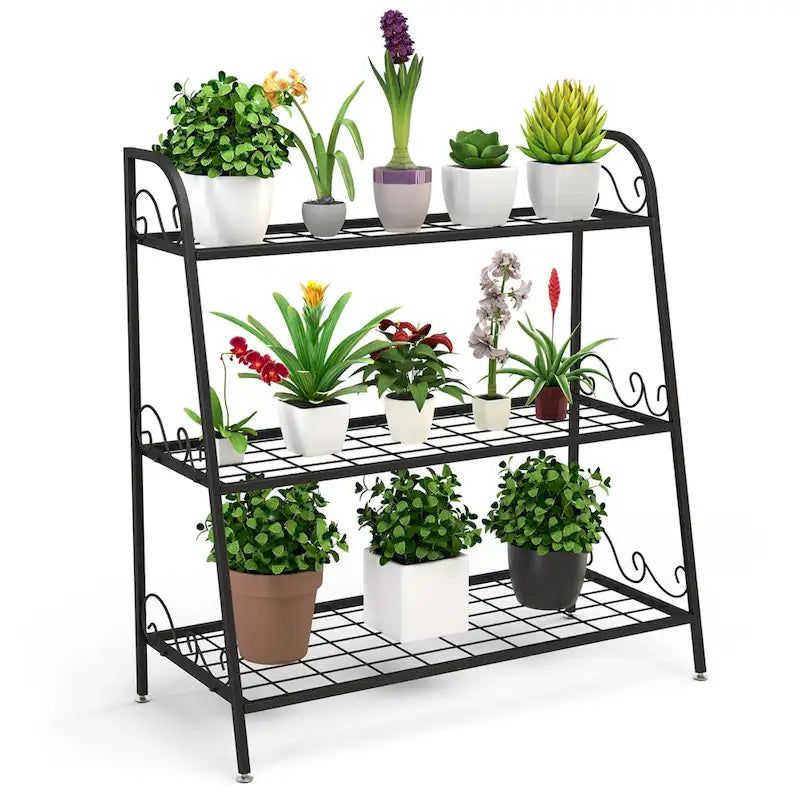 Costway 3-tier Metal Plant Stand Shelf Flower Pot Holder Display Rack
