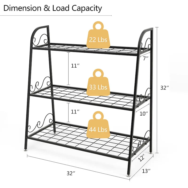 Costway 3-tier Metal Plant Stand Shelf Flower Pot Holder Display Rack