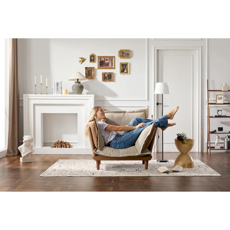 Modern Style Chenille Oversized Armchair Accent Chair Single Sofa Lounge Chair for Living Room, Bedroom