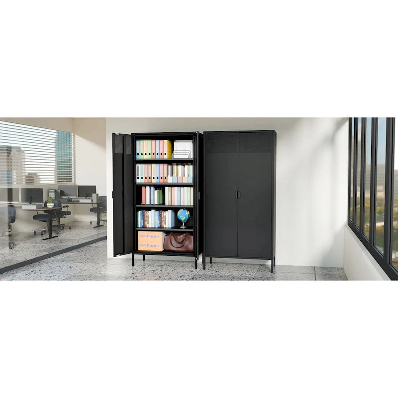 71 Inches High Metal Storage Locker With 4 Adjustable Shelves And 5 Tiers, Suitable For Homes And Offices