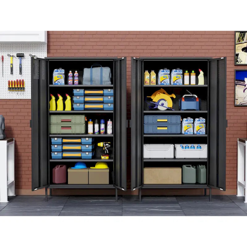 71 Inches High Metal Storage Locker With 4 Adjustable Shelves And 5 Tiers, Suitable For Homes And Offices