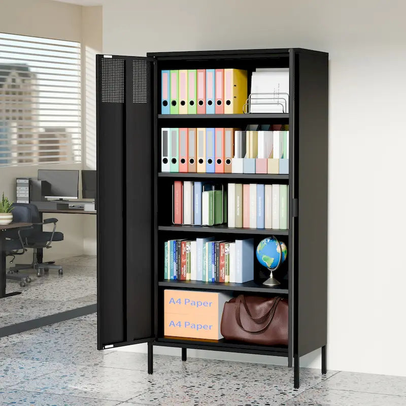 71 Inches High Metal Storage Locker With 4 Adjustable Shelves And 5 Tiers, Suitable For Homes And Offices