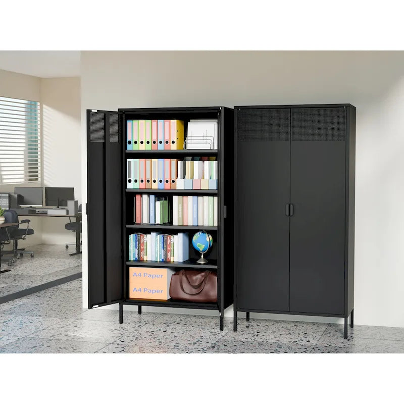 71 Inches High Metal Storage Locker With 4 Adjustable Shelves And 5 Tiers, Suitable For Homes And Offices