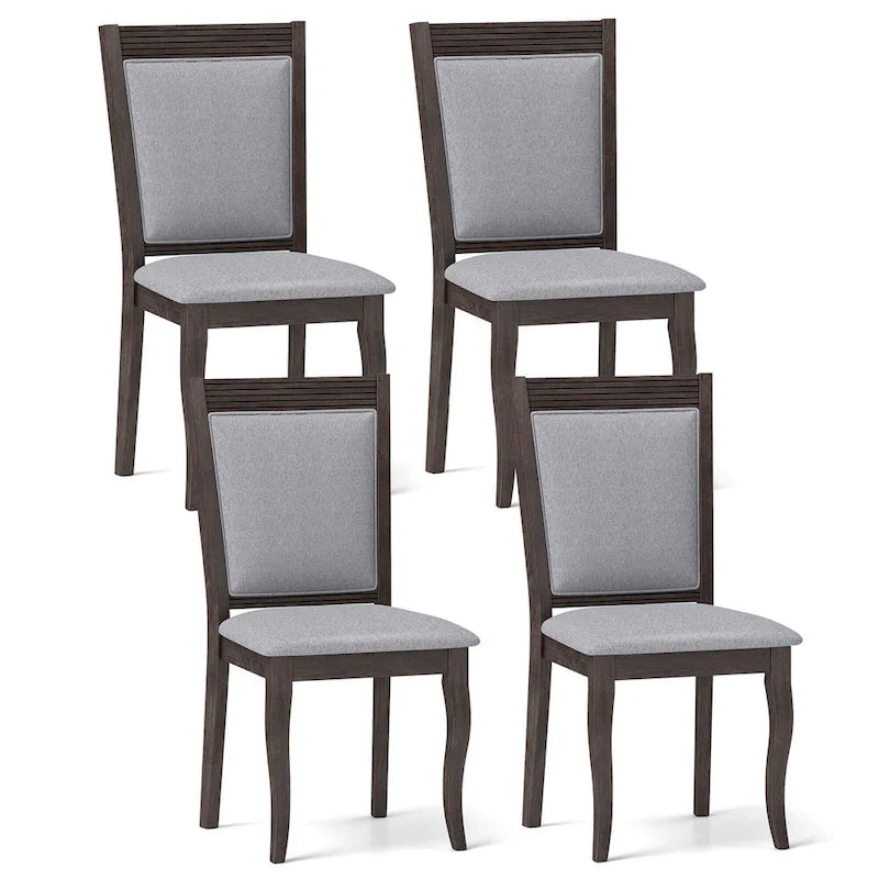 Costway Wood Dining Chairs Set of 2/4 with Rubber Wood Frame Padded