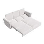 3-in-1 King Pull Out Sofa Bed Chesterfield Sofa, Velvet/Faux Leather Convertible Sleeper Sofa with Nailhead Trim & Rolled Arm