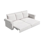 3-in-1 King Pull Out Sofa Bed Chesterfield Sofa, Velvet/Faux Leather Convertible Sleeper Sofa with Nailhead Trim & Rolled Arm