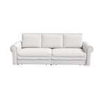 3-in-1 King Pull Out Sofa Bed Chesterfield Sofa, Velvet/Faux Leather Convertible Sleeper Sofa with Nailhead Trim & Rolled Arm