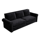 3-in-1 King Pull Out Sofa Bed Chesterfield Sofa, Velvet/Faux Leather Convertible Sleeper Sofa with Nailhead Trim & Rolled Arm