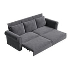 3-in-1 King Pull Out Sofa Bed Chesterfield Sofa, Velvet/Faux Leather Convertible Sleeper Sofa with Nailhead Trim & Rolled Arm