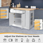 Gymax Large Kitchen Island Drop Leaf Breakfast Bar w/ Wood Top Shelves