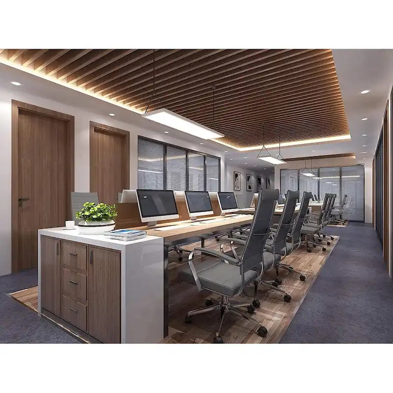 Modern High Back Office Chair Ribbed PU Leather Swivel Tilt Conference Room Computer Desk Cushion Seat Boss