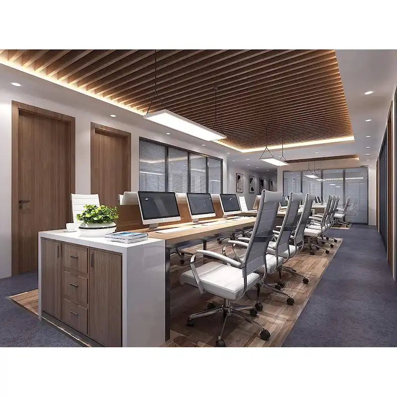Modern High Back Office Chair Ribbed PU Leather Swivel Tilt Conference Room Computer Desk Cushion Seat Boss