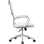 Modern High Back Office Chair Ribbed PU Leather Swivel Tilt Conference Room Computer Desk Cushion Seat Boss