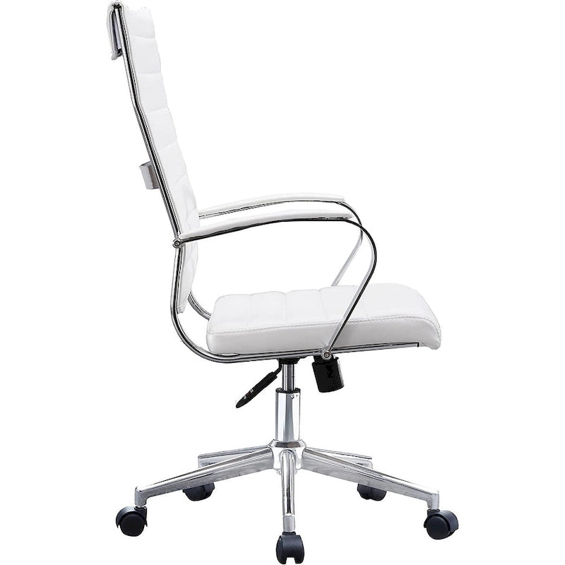 Modern High Back Office Chair Ribbed PU Leather Swivel Tilt Conference Room Computer Desk Cushion Seat Boss