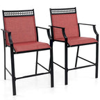 Costway Outdoor Counter Stools Set of 2 with Footrest & Armrests Metal - See Details