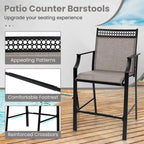 Costway Outdoor Counter Stools Set of 2 with Footrest & Armrests Metal - See Details